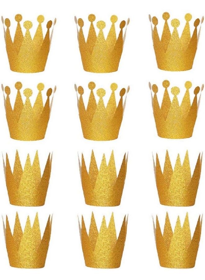 KUPOO Gold Crow Hats 12Pcs Gold Birthday Crown Hats For Birthday Party And Wedding Anniversary - Image 2