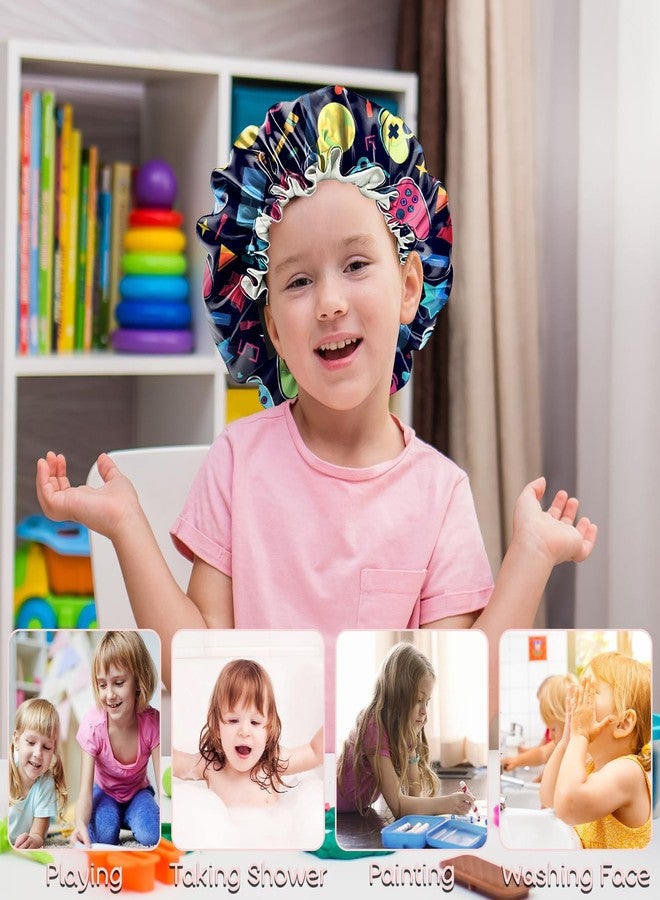 BHAHB 2 PCS Kids Bonnets for Girls Boys Satin Silk Hair Bonnets Double Layer Elastic Adjustable Hair Caps for Sleeping Reusable Cute Aesthetic-Blue - Image 5