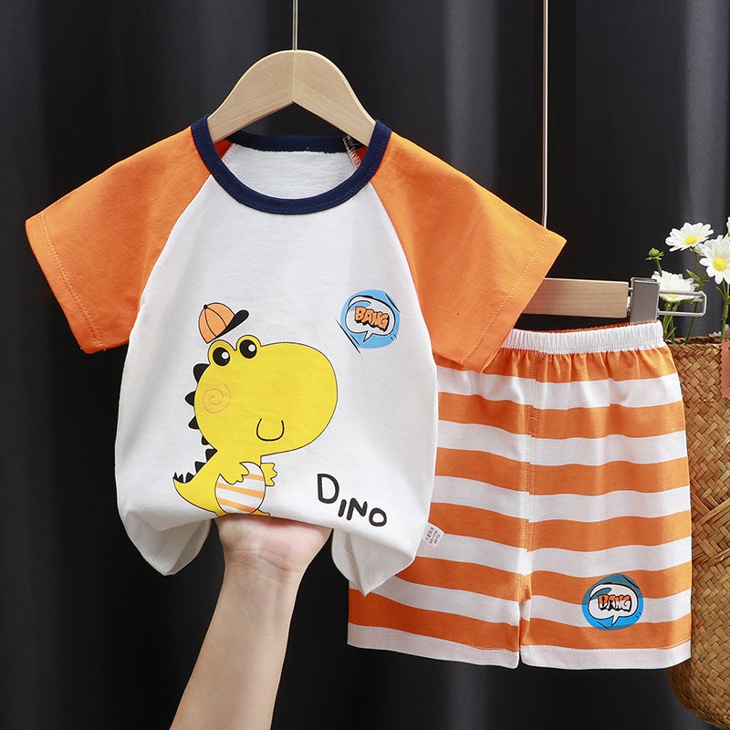Infant Cotton T-Shirt Combo New Arrival K068-Striped Dinosaur