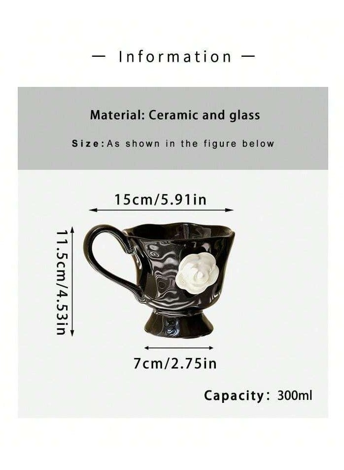 كوب سيراميك كاميليا سيراميك عالي الجودة بسعة 400 مل، كوب شاي بتصميم رائع لشاي أو قهوة بعد الظهر، هدية أو تذكار - Image 5
