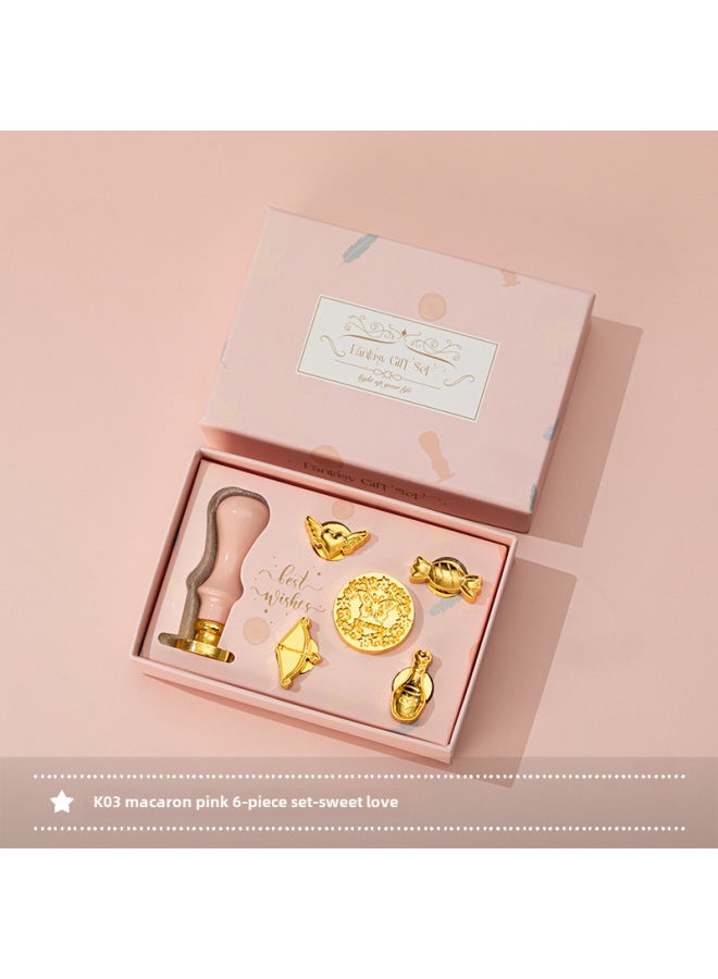 Autonomy New Macaron Fire Lacquer Wax Grain Furnace Seal Hand Account Valentine's Day Birthday Gift Lacquer Seal Full Set - Image 1