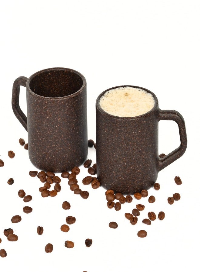 Eha Earth-Friendly Comfy Coffee Cup Set of 2 | 200 ml | Made with Rice Husk & Bamboo Fibers | Microwave Safe | for Hot & Cold Coffee Mug, Tea & Milk | Natural Matte Finish | Coffee - Image 1