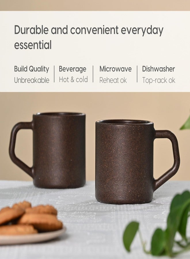 Eha Earth-Friendly Comfy Coffee Cup Set of 2 | 200 ml | Made with Rice Husk & Bamboo Fibers | Microwave Safe | for Hot & Cold Coffee Mug, Tea & Milk | Natural Matte Finish | Coffee - Image 4