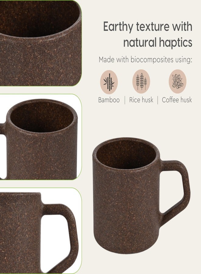 Eha Earth-Friendly Comfy Coffee Cup Set of 2 | 200 ml | Made with Rice Husk & Bamboo Fibers | Microwave Safe | for Hot & Cold Coffee Mug, Tea & Milk | Natural Matte Finish | Coffee - Image 5