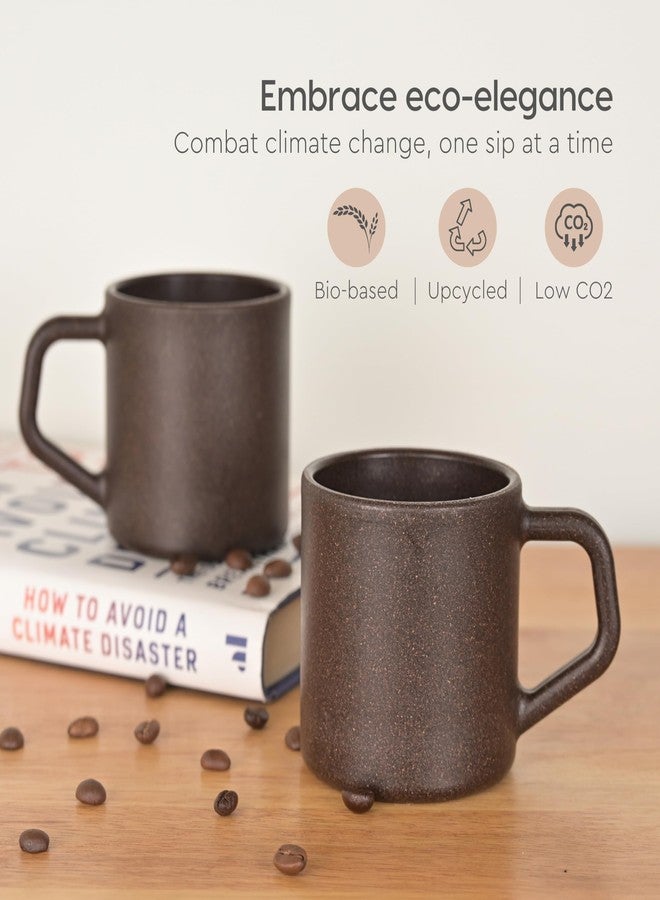 Eha Earth-Friendly Comfy Coffee Cup Set of 2 | 200 ml | Made with Rice Husk & Bamboo Fibers | Microwave Safe | for Hot & Cold Coffee Mug, Tea & Milk | Natural Matte Finish | Coffee - Image 3