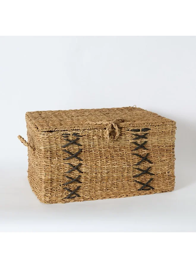 Home Box Naturaloom Stitch Rectangular Trunk with Iron Frame Inside 50 x 34 x 25 cm