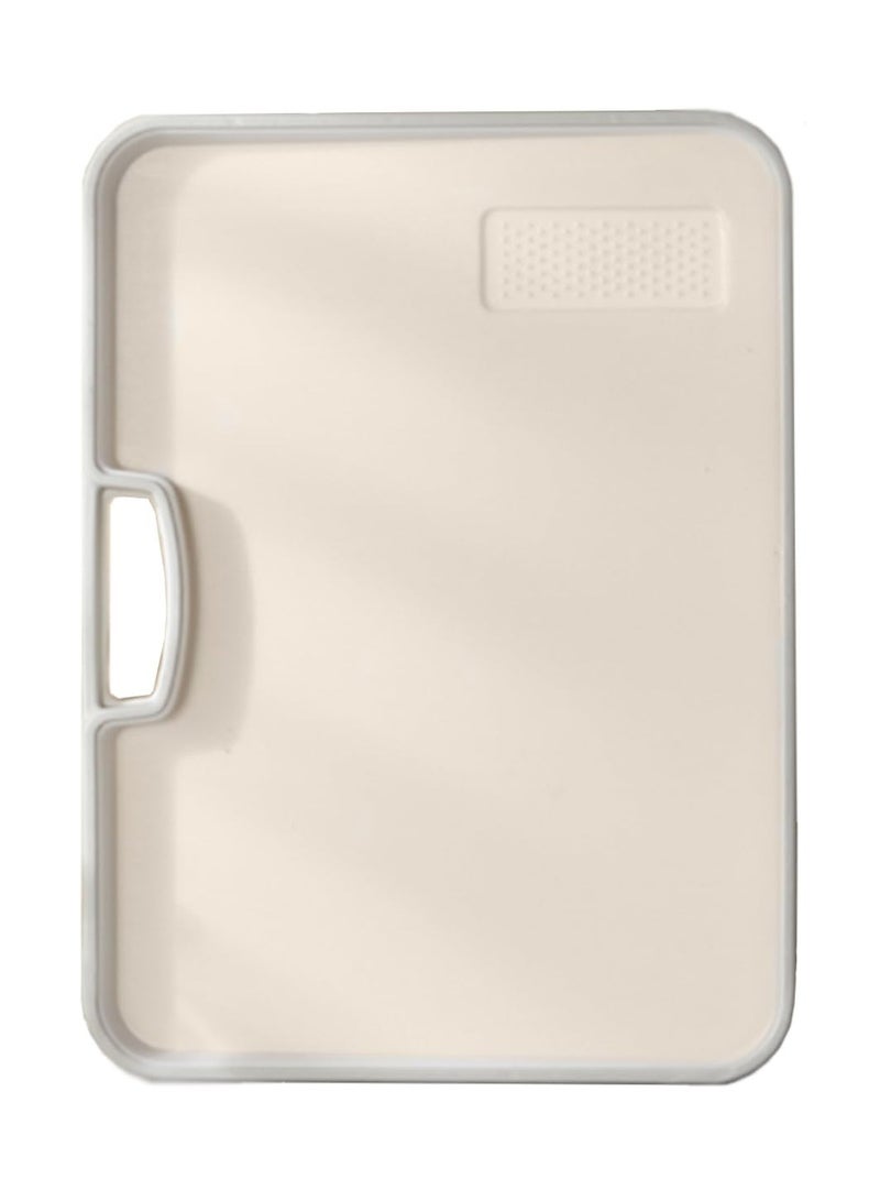 SYOSI Plastic Cutting Board, for Kitchen Dishwasher Chopping Board with Juice Grooves, Easy - Grip Handles, Durable Cutting Boards for Kitchen, Easy to Clean, for Meat, Fruits, Veggies (Beige M) - Image 1