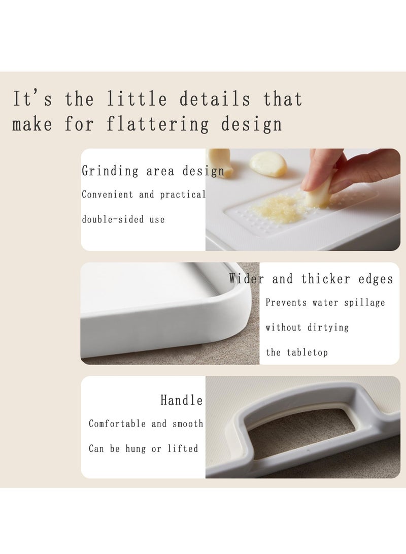SYOSI Plastic Cutting Board, for Kitchen Dishwasher Chopping Board with Juice Grooves, Easy - Grip Handles, Durable Cutting Boards for Kitchen, Easy to Clean, for Meat, Fruits, Veggies (Beige M) - Image 5