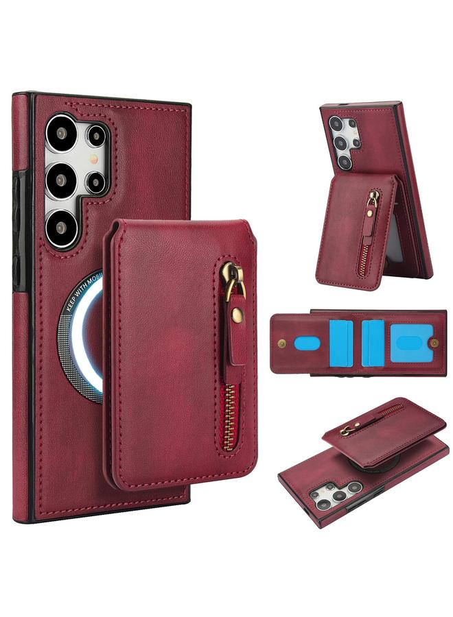 اس-توب جراب لهاتف Samsung Galaxy S25 Ultra 5G، مزود بسحاب ومحفظة من الجلد مع غطاء خلفي من MagSafe - Image 1