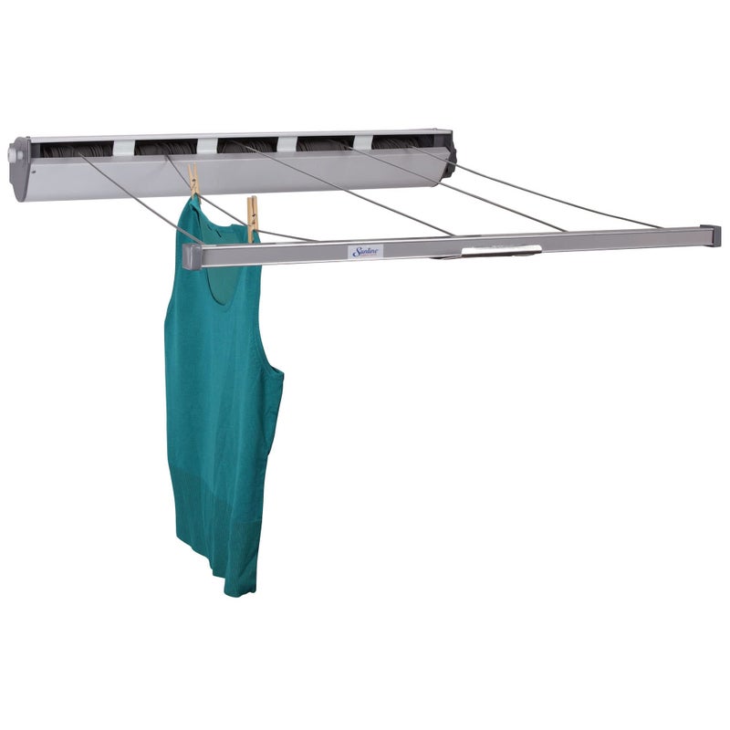 Household Essentials 171451 Aluminum Retractable Clothesline 5Line Dryer  Indoor or Outdoor Use  Hang Wet or Dry Laundry Blacktansilver