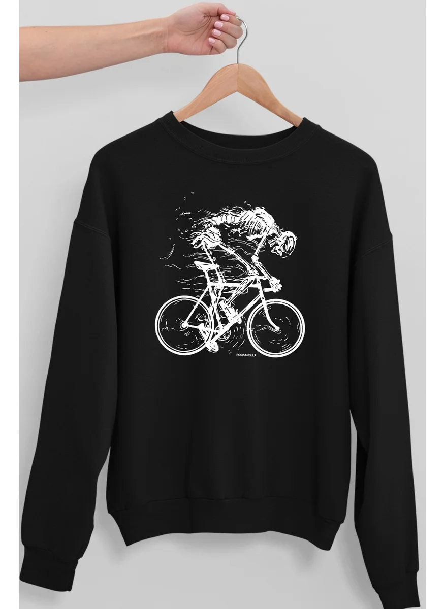 Rock&Roll Faster Black Crew Neck Thick Men's Sweatshirt