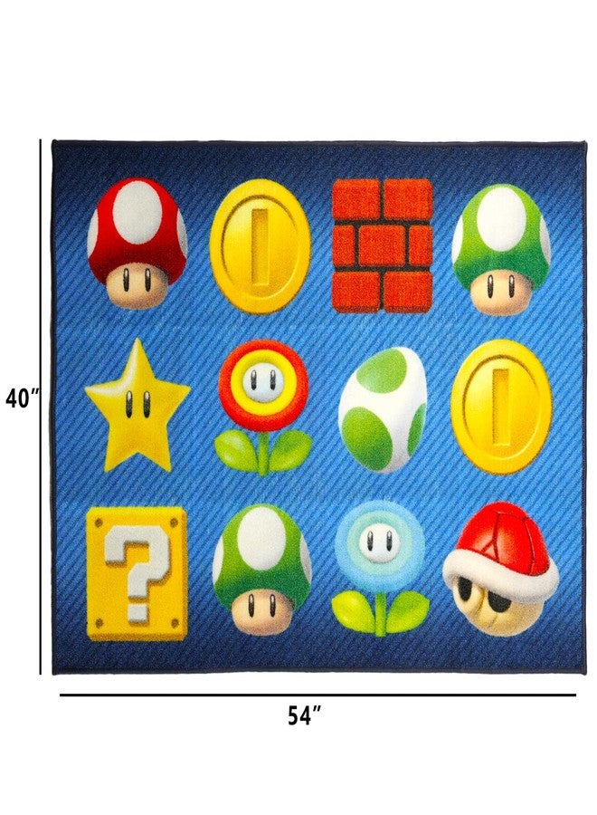 سوبر ماريو مجموعة سجاد سوبر ماريو لغرف الأطفال - تتضمن سجادة ماريو مقاس 40×54 بوصة لغرفة النوم، وديكور الغرفة، بالإضافة إلى ملصقات والمزيد | سجاد نينتندو لغرف النوم - Image 2