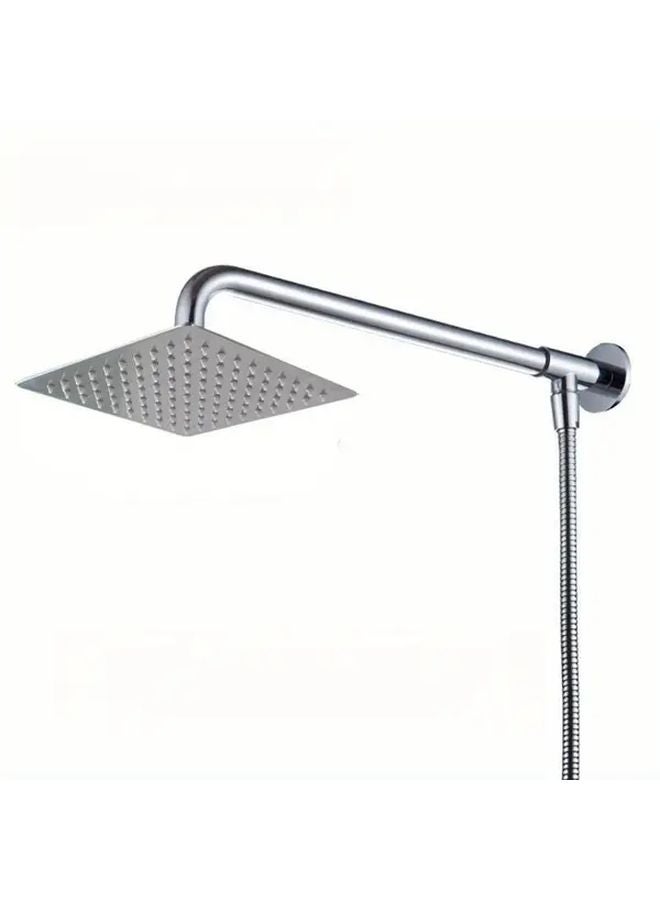Silvery Square 8 Inch Rainfall Showerhead High Pressure Stainless Steel Easy Install Water Efficient - Image 2