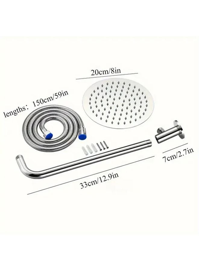 Silvery Square 8 Inch Rainfall Showerhead High Pressure Stainless Steel Easy Install Water Efficient - Image 3