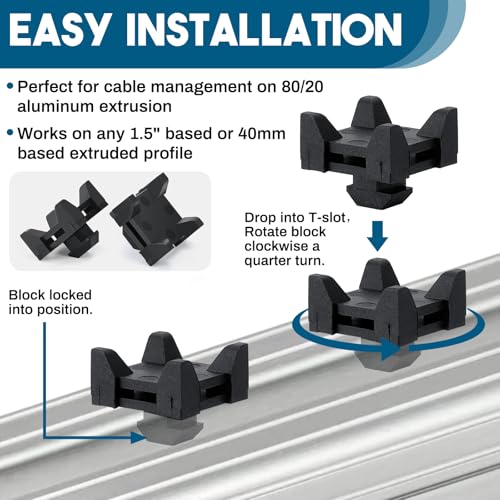 GliCraft 12 Set 12316, 15 and 40 Series Nylon Cable Zip Tie Mounting Block Compatible with 8020 Cable Tie Mount for Wire Management - Image 3