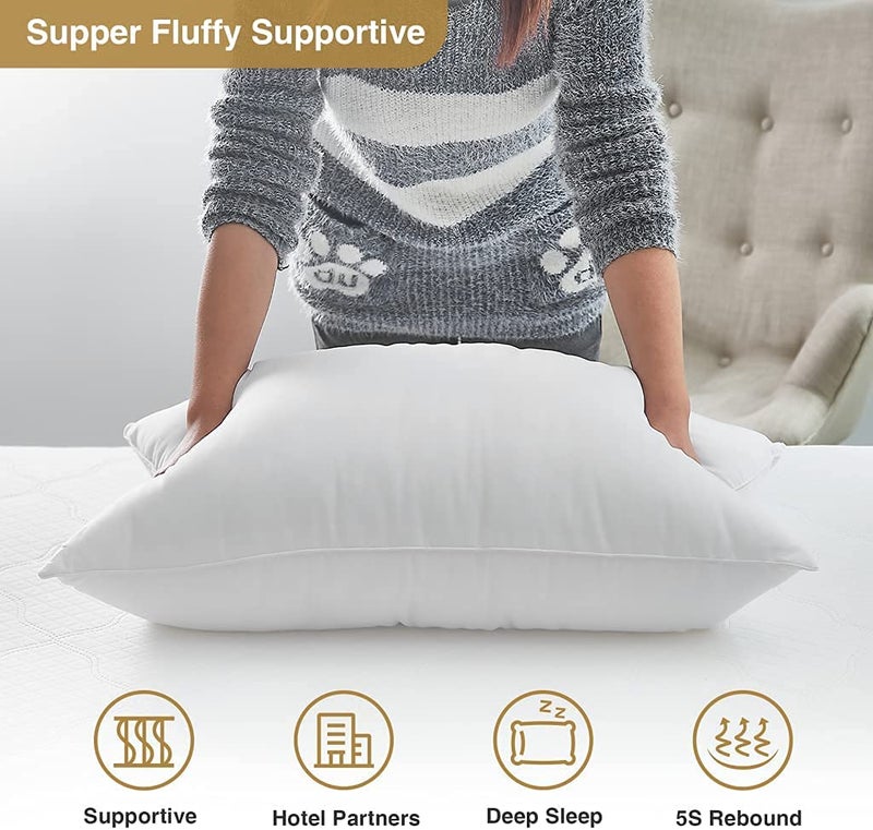 Texlux Sleeping Pillow Microfibre & Polyester 2-Piece Bed Pillow Set - 16 x 24 Inch, White - Image 3