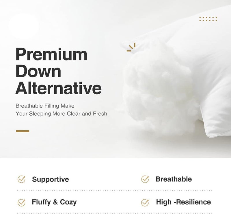 Texlux Sleeping Pillow Microfibre & Polyester 2-Piece Bed Pillow Set - 16 x 24 Inch, White - Image 5