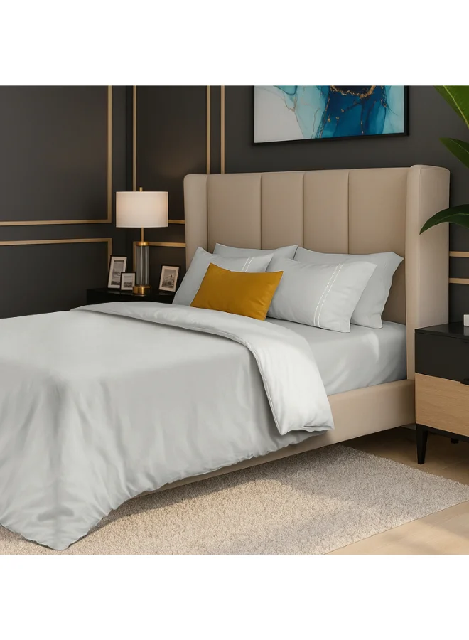 MULBERRY LIVING 100% Cotton King Duvet Cover - 250 TC Serentiy Solids. Width 260 x Length 240cms -Silver grey
