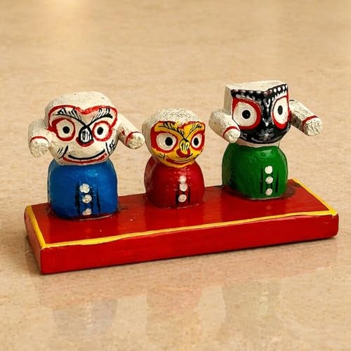 LOVENSPIRE Lord Jagannath Balabhadra Subhadra Idol for Home Decor Car Dashboard Mandir Puja Office Table Showpiece Gifting Item Navratri Golu Dolls - Image 1