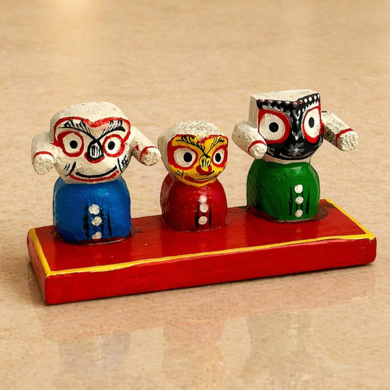 LOVENSPIRE Lord Jagannath Balabhadra Subhadra Idol for Home Decor Car Dashboard Mandir Puja Office Table Showpiece Gifting Item Navratri Golu Dolls - Image 2