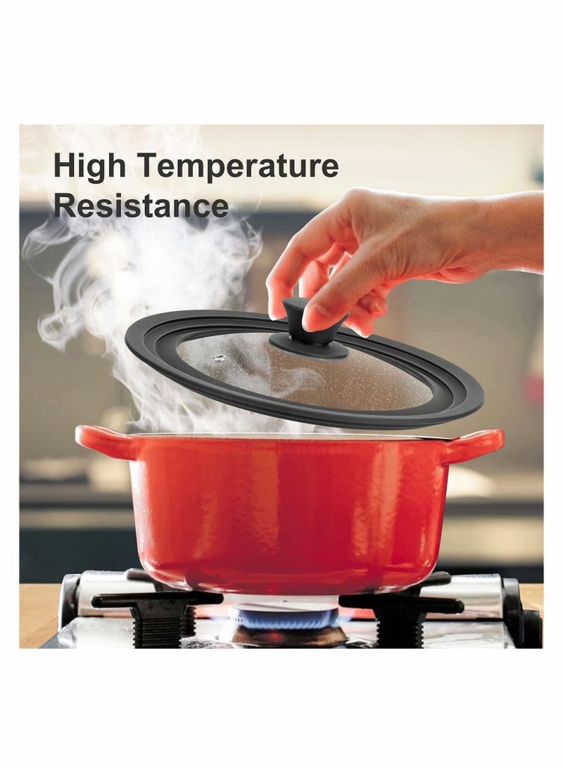 Y&D Universal Lid for Pots and Pans Tempered Glass Skillet Frying Pan Cover silicone Lids  - Image 4