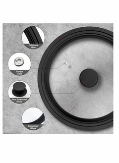 Y&D Universal Lid for Pots and Pans Tempered Glass Skillet Frying Pan Cover silicone Lids  - Image 3