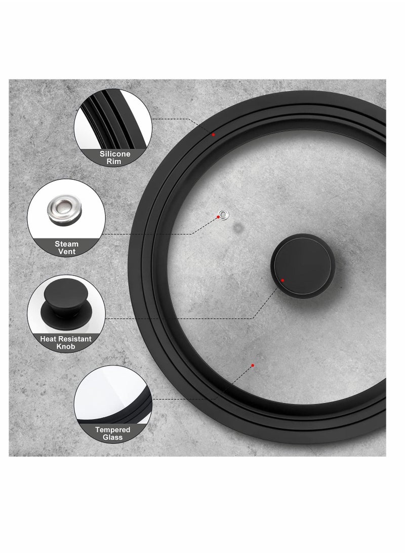 Y&D Universal Lid for Pots and Pans Tempered Glass Skillet Frying Pan Cover silicone Lids  - Image 3