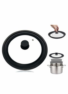 Y&D Universal Lid for Pots and Pans Tempered Glass Skillet Frying Pan Cover silicone Lids  - Image 1