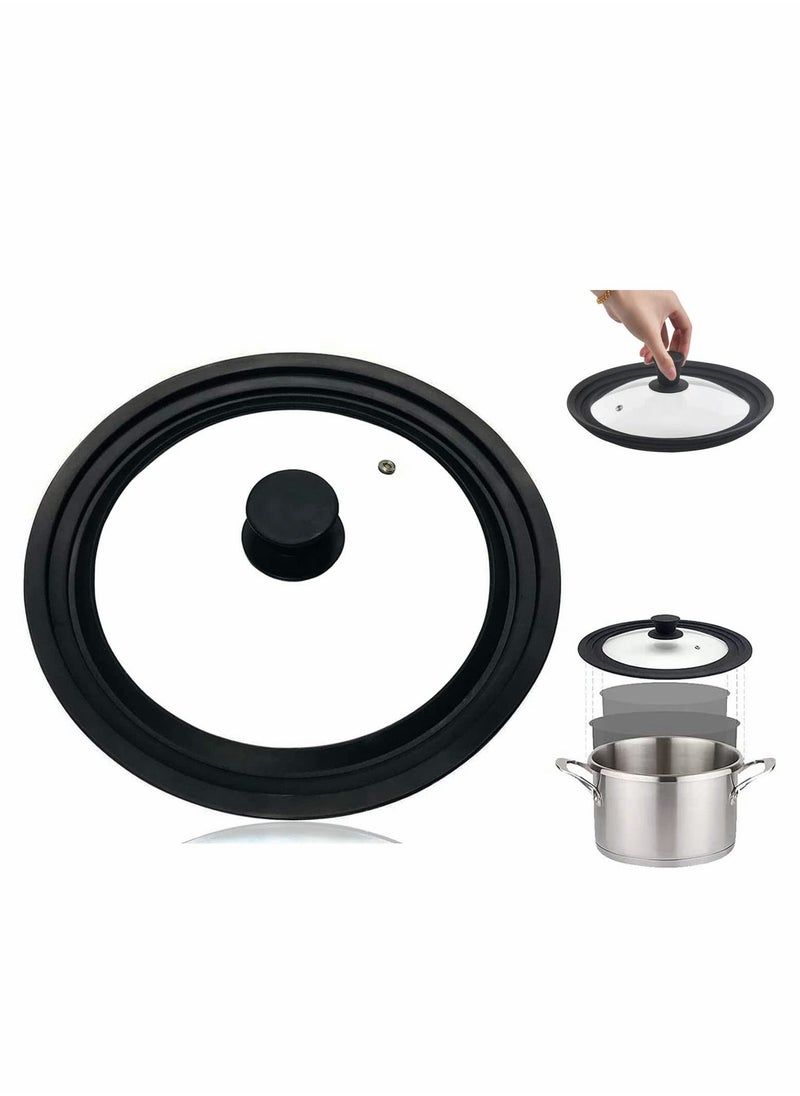 Y&D Universal Lid for Pots and Pans Tempered Glass Skillet Frying Pan Cover silicone Lids  - Image 1