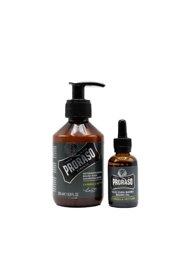 proraso مجموعة العناية باللحية للرجال؛ غسول اللحية وزيت اللحية لترويض اللحية وتنظيفها وفك تشابكها؛ السرو والنباتي  - Image 4