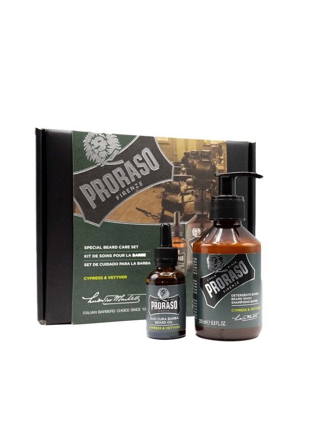 proraso مجموعة العناية باللحية للرجال؛ غسول اللحية وزيت اللحية لترويض اللحية وتنظيفها وفك تشابكها؛ السرو والنباتي  - Image 3