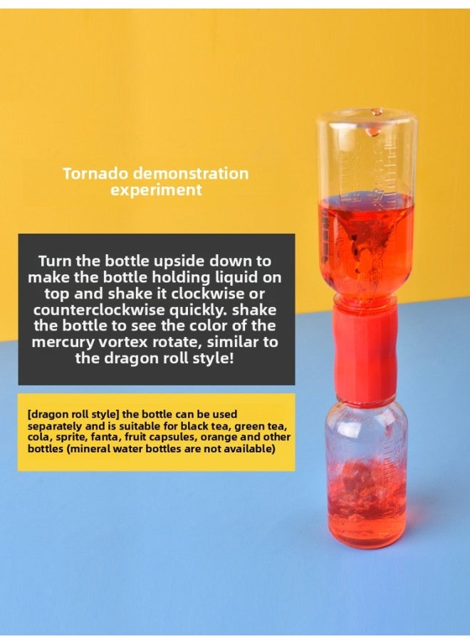 Generic - Kindergarten Making Tornado Science Experiment Toy Water Vortex Demonstrator Connector Material Teaching Aid-Specifications:Yellow Connector 2 Bottles Plus 1 Pigment - Image 1