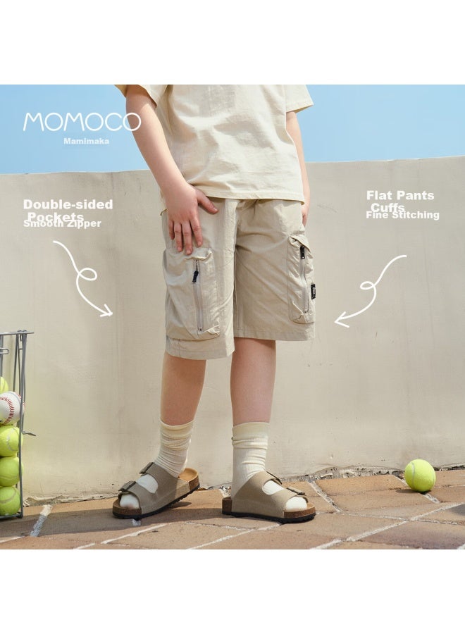 Momoco Boys' Summer Shorts Casual Utility Shorts Light Khaki 110
