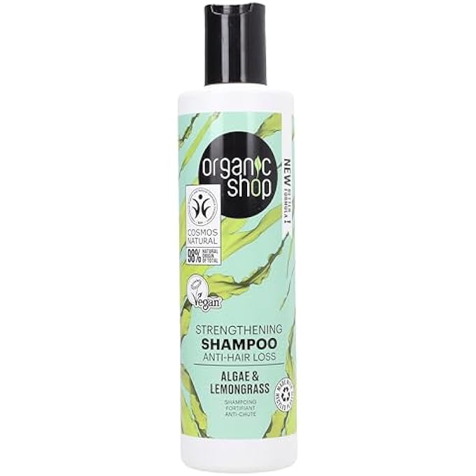 Organic Shop STRENGTHENING SHAMPOO ANTI-HAIR LOSS ALGAE AND LEMONGRASS, 280 ML - Image 1