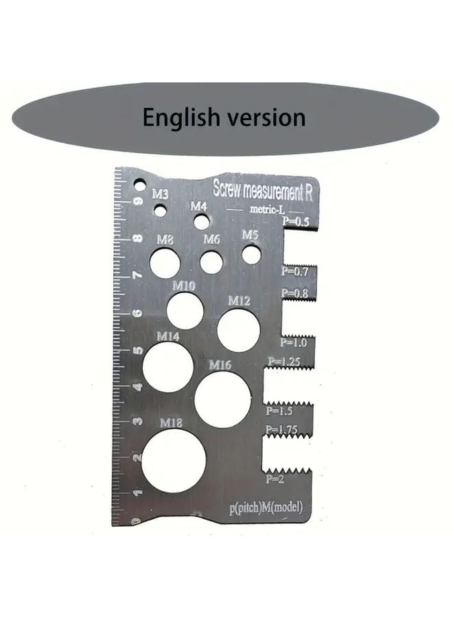 Silvery English Scale Screw Bolt Gauge Stainless Steel Caliper Inch Metric Thread Measurement Tool - Image 2