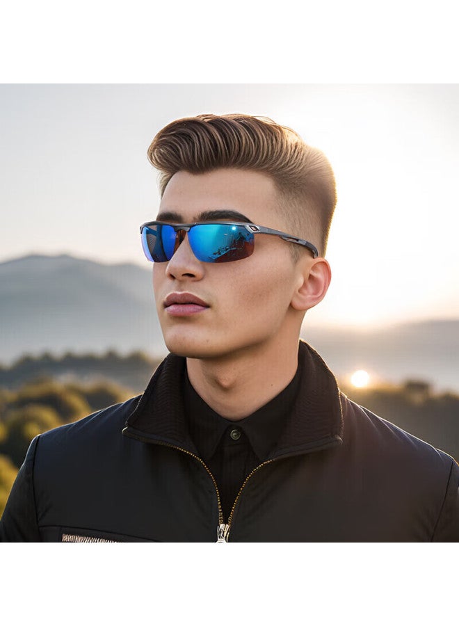 Pulais Men's Cycling Fishing Polarized Sungl Driving Special Anti-uv 8550 Gun Blue Lens - Image 2