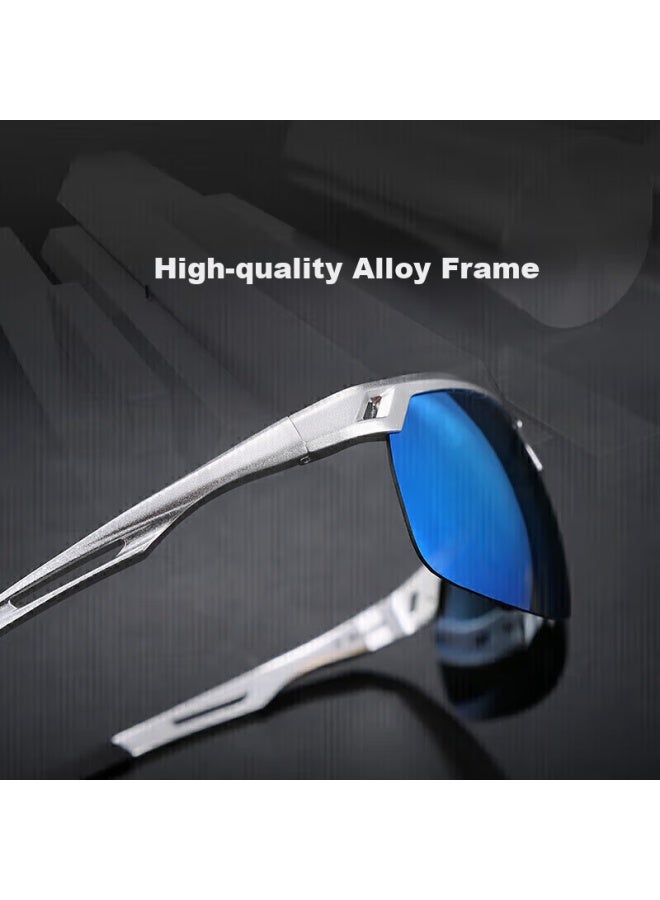 Pulais Men's Cycling Fishing Polarized Sungl Driving Special Anti-uv 8550 Gun Blue Lens - Image 4
