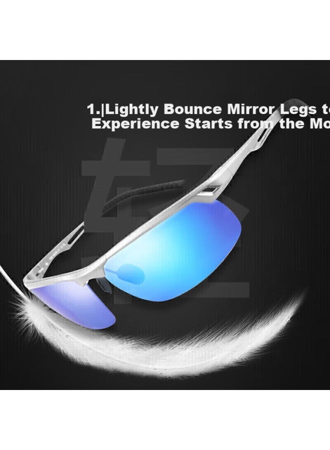 Pulais Men's Cycling Fishing Polarized Sungl Driving Special Anti-uv 8550 Gun Blue Lens - Image 3