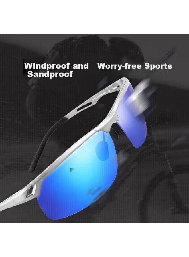 Pulais Men's Cycling Fishing Polarized Sungl Driving Special Anti-uv 8550 Gun Blue Lens - Image 5