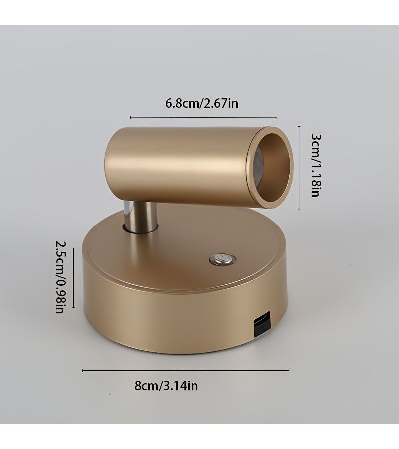 Rechargeable Magnetic Wall Light Golden Wireless Touch Reading Lamp - Image 4