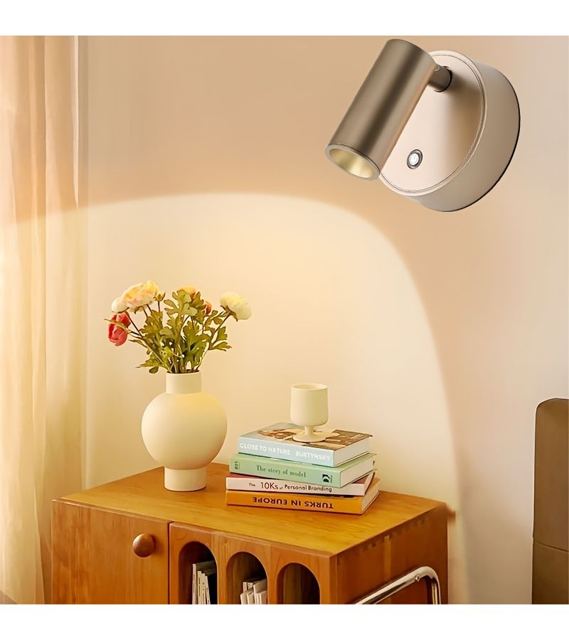 Rechargeable Magnetic Wall Light Golden Wireless Touch Reading Lamp - Image 2