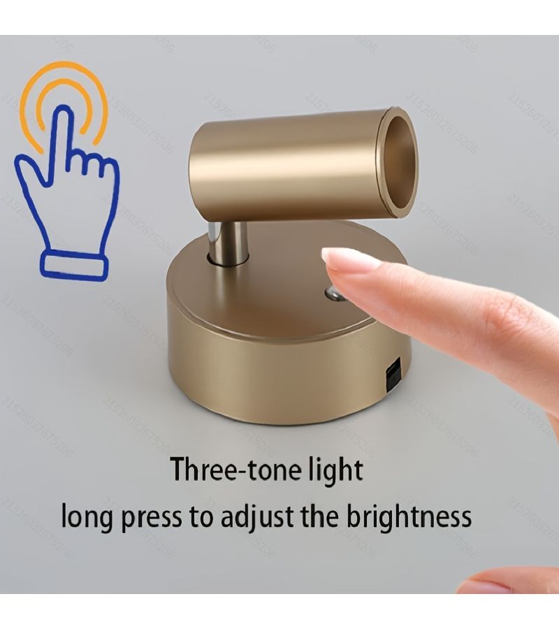 Rechargeable Magnetic Wall Light Golden Wireless Touch Reading Lamp - Image 3