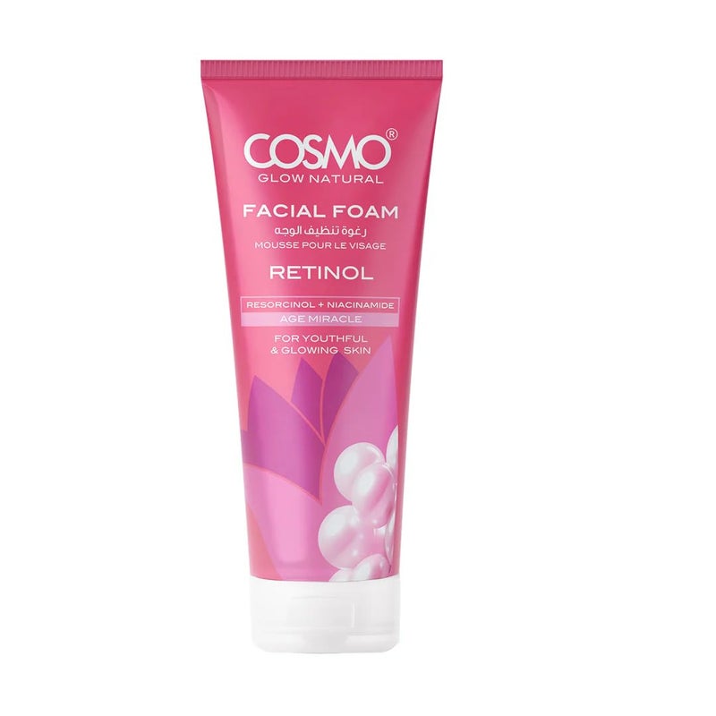 COSMO Glow Natural Retinol Facial Foam Cleanser | Anti-Aging, Skin-Renewing, and Brightening Formula for Smooth, All SKin Types, and Radiant Complexion, 100g - Image 1