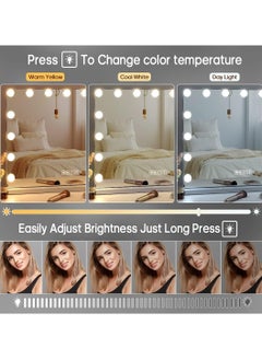 Cool Baby Makeup Mirror with Lights and Bluetooth Speaker,3 Color Modes and 15 Dimmable Bulbs (White)  - Image 5