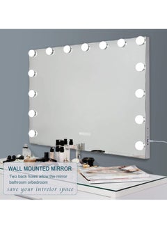 Cool Baby Makeup Mirror with Lights and Bluetooth Speaker,3 Color Modes and 15 Dimmable Bulbs (White)  - Image 2