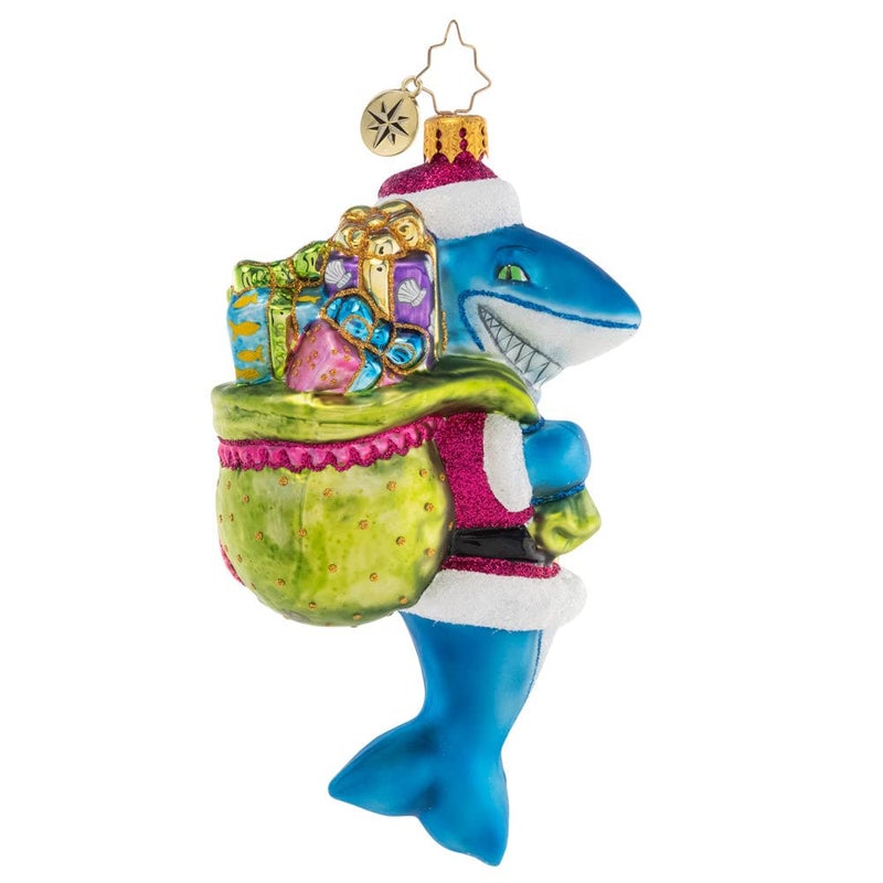 Christopher Radko HandCrafted European Glass Christmas Tree Decorative Ornament Santa Jaws