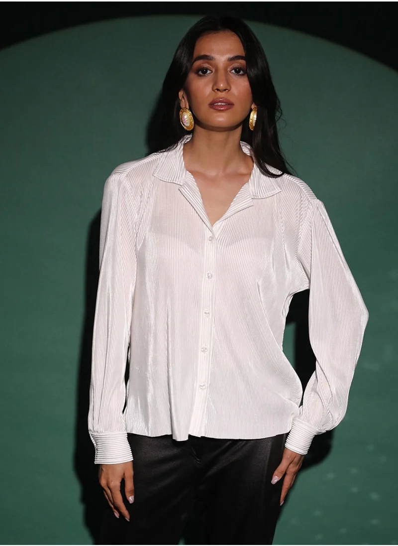 PINACOLADA Women's Chalk White Pleated Shirt