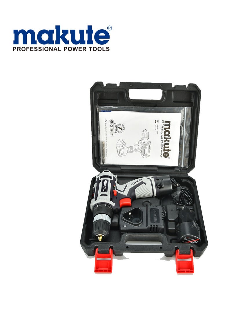 makute Drill with two batteries, 12 volt charger, variable speed drill, chuck size 10 mm, torque 23 Newtons  - Image 3