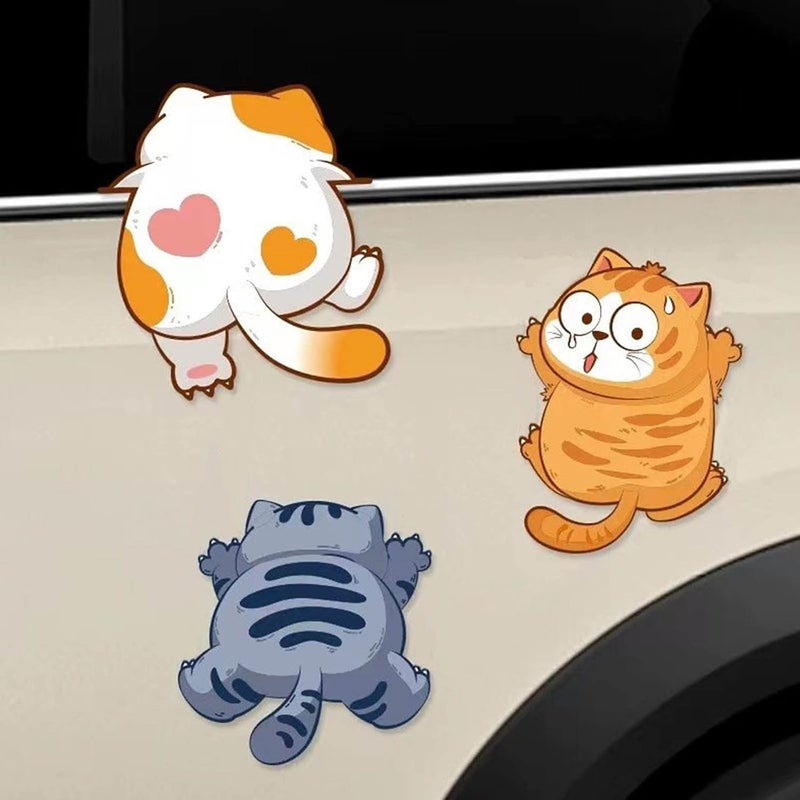 comfrt 3Pcs Cute Cats Cartoon Decal Car Stickers Reflective Sticker Cats Decorative Sticker Sticker for Car Electric Bicycle Scooter - Image 2