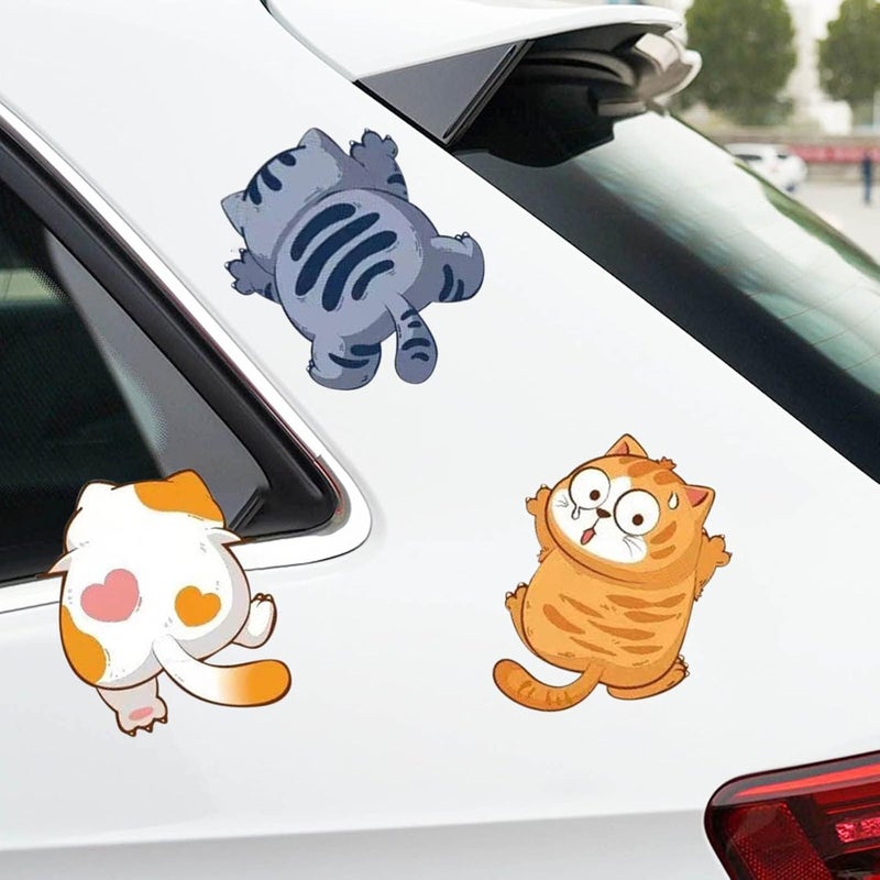 comfrt 3Pcs Cute Cats Cartoon Decal Car Stickers Reflective Sticker Cats Decorative Sticker Sticker for Car Electric Bicycle Scooter - Image 4